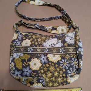Vera Bradley Yellow and Gray Floral Shoulder Bag